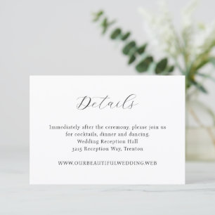 Carte D'accompagnement Mariage Élégant Monogramme Noir et Blanc Classique