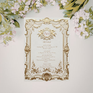 Carte D'accompagnement Mariage Élégant Rococo en Dentelle Française de Lu