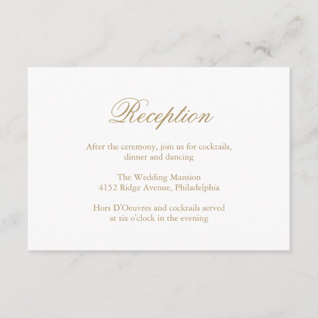Carte D'accompagnement Mariage élégant traditionnel Gold Formal (Devant)