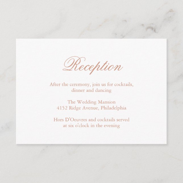 Carte D'accompagnement Mariage élégant traditionnel Rose rose (Devant)