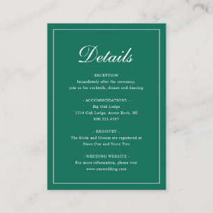 Carte D'accompagnement Mariage élégant traditionnel traditionnel émeraude