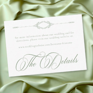 Carte D'accompagnement Mariage Élégant Vintage Baroque Vert Sauge