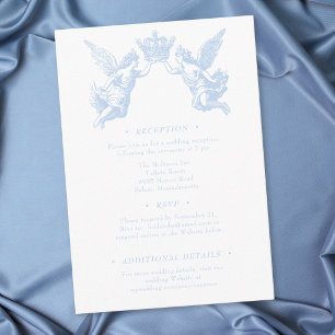 Carte D'accompagnement Mariage élégant vintage rococo bleu français royal