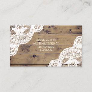 Carte D'accompagnement Mariage en dentelle antique en bois rustique Inser