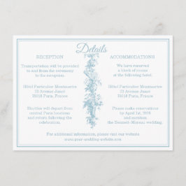 Carte D'accompagnement Mariage en Powder Blue Toile de Jouy Détails Encar