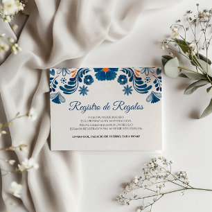 Carte D'accompagnement Mariage Espagnol Élégant Fête Florale Orange Bleu