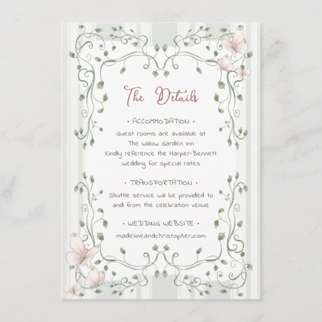 Carte D'accompagnement Mariage fantaisiste de verdure de sauge (Devant)