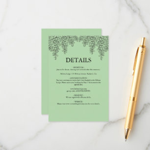 Carte D'accompagnement Mariage Feuille de Fougère Vert Sauge
