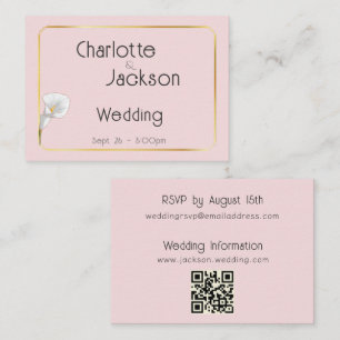 Carte D'accompagnement Mariage Fleur de Lys Pâle Rose Cadre Or Déco