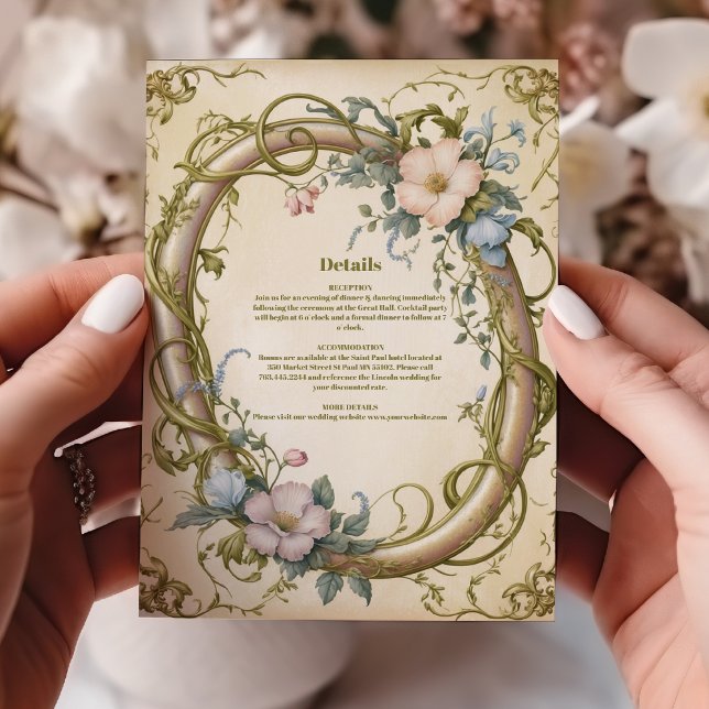 Carte D'accompagnement Mariage Fleur sauvage Art Nouveau (Créateur téléchargé)