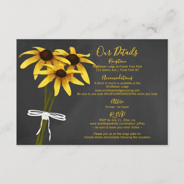 Carte D'accompagnement Mariage fleur sauvage Black Eyed Susan (Devant)
