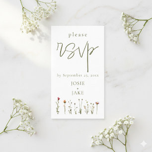 Carte D'accompagnement mariage fleur sauvage rsvp