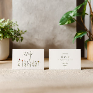 Carte D'accompagnement mariage fleur sauvage rsvp