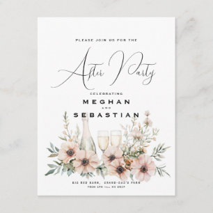 Carte D'accompagnement Mariage Fleur sauvage rustique aquarelle