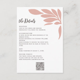 Carte D'accompagnement Mariage Fleur Tropicale Abstraite Rose Clair