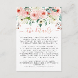 Carte D'accompagnement Mariage floral à l'aquarelle de pêche