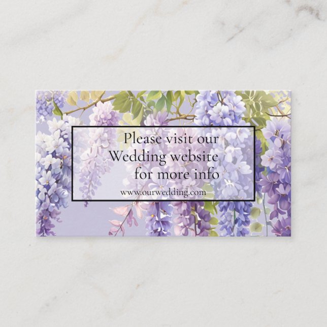 Carte D'accompagnement Mariage floral aquarelle lilas wisteria pourpre (Devant)