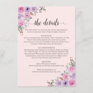 Carte D'accompagnement Mariage Floral Aquarelle Rose Élégant