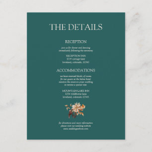 Carte D'accompagnement Mariage Floral Aquarelle Terracotta Automne Bleu-v