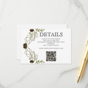 Carte D'accompagnement Mariage Floral Art Nouveau Brun Espresso
