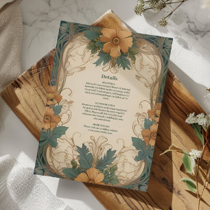 Carte D'accompagnement Mariage floral Art Nouveau élégant