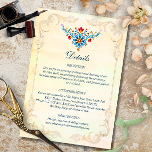 Carte D'accompagnement Mariage Floral Baroque Mexicain