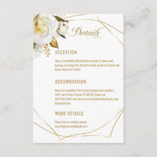 Carte D'accompagnement Mariage Floral bio rose or