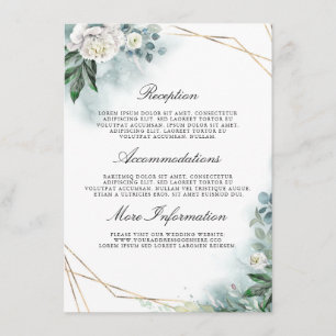Carte D'accompagnement Mariage Floral blanc Détails Information Invité