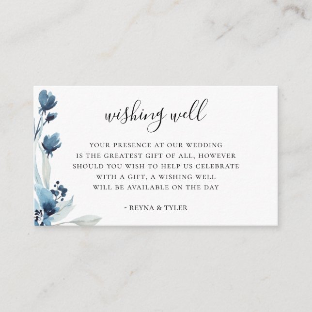 Carte D'accompagnement Mariage Floral Bleu qui veut bien (Devant)