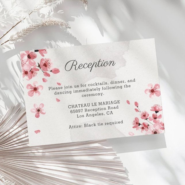 Carte D'accompagnement Mariage floral de cerisier rose romantique (Créateur téléchargé)