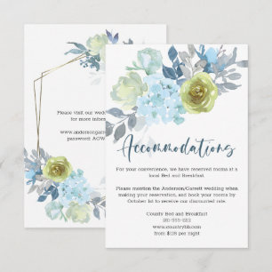 Carte D'accompagnement Mariage Floral Jaune Bleu Clair Vert