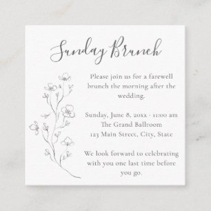 Carte D'accompagnement Mariage Floral Line Art Dimanche Brunch