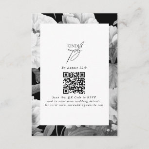 Carte D'accompagnement Mariage floral noir et blanc Peonies d'aquarelle