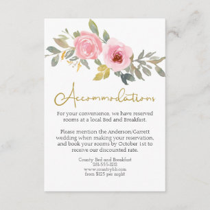 Carte D'accompagnement Mariage Floral Rose Pâle Luxuriant Aquarelle