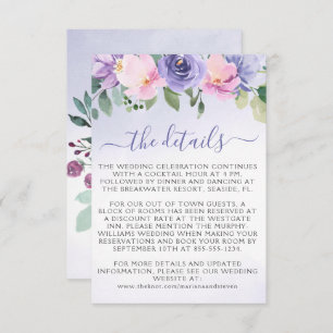 Carte D'accompagnement Mariage floral rose pourpre