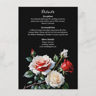 Carte D'accompagnement Mariage floral rose rose foncé