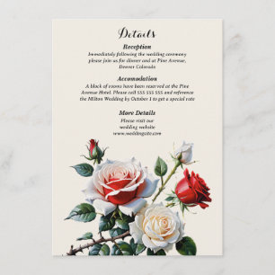 Carte D'accompagnement Mariage floral rose rose foncé