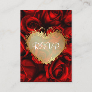 Carte D'accompagnement Mariage Floral Rose rouge RSVP