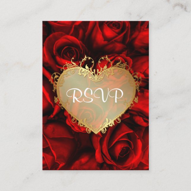 Carte D'accompagnement Mariage Floral Rose rouge RSVP (Devant)