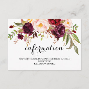 Carte D'accompagnement Mariage floral rustique Informations/Détails 2-Sid