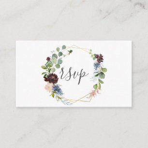 Carte D'accompagnement Mariage géométrique de Bourgogne et de Flore Bleue