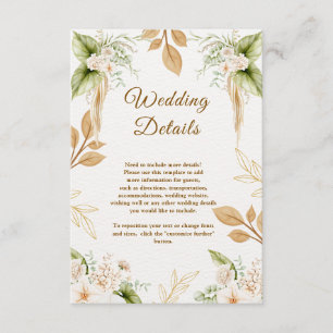 Carte D'accompagnement Mariage géométrique floral doré rose