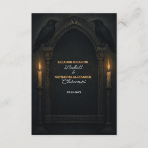 Carte D'accompagnement Mariage gothique aux chandelles avec arche de corb