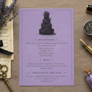 Carte D'accompagnement Mariage gothique noir vintage toile violet