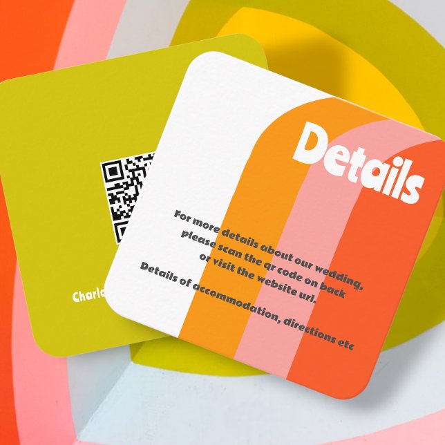 Carte D'accompagnement Mariage Gras rétro Citrus (Bold Retro Citrus Wedding Enclosure Card from Ricaso. A fun statement for a fun couple)