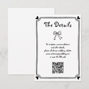 Carte D'accompagnement Mariage griffé mignon noir et blanc