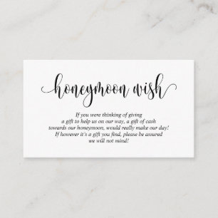 Carte D'accompagnement Mariage Honeymoon Fund ou le souhait, Script moder