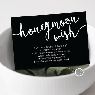 Carte D'accompagnement Mariage Honeymoon Wish Fund, noir et blanc