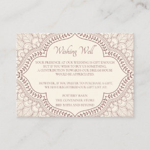 Carte D'accompagnement Mariage indien hindou traditionnel beige Mehndi