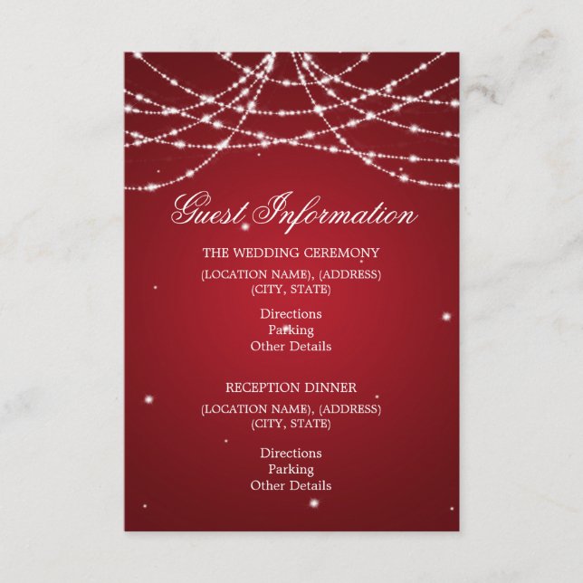 Carte D'accompagnement Mariage Informations Invité Chaîne Étincelante Rou (Devant)